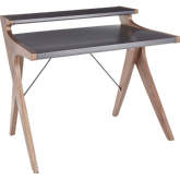 Archer Desk in Walnut Finish Wood with Grey Wood Top